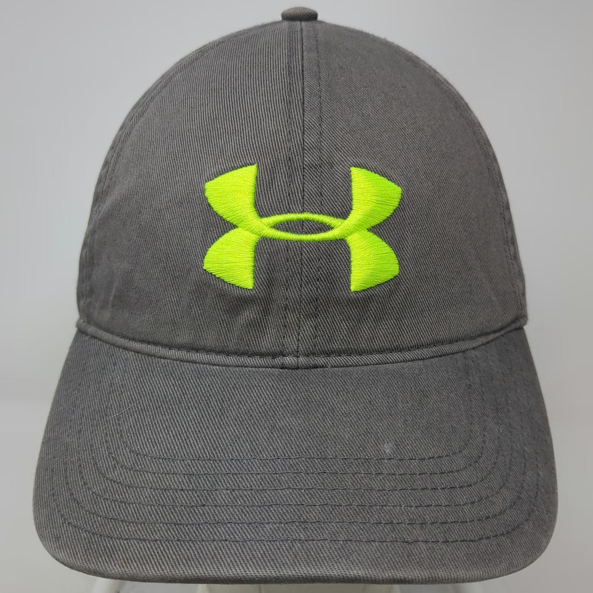 Under Armour Baseball Cap Gray One Size Green Embroidered Logo Slideback Hat