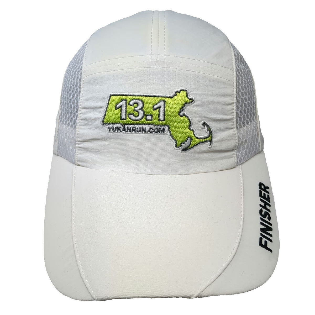 White One Size Baseball Cap Hat 13.1 Finisher Massachusetts Yukanrun Mesh Back