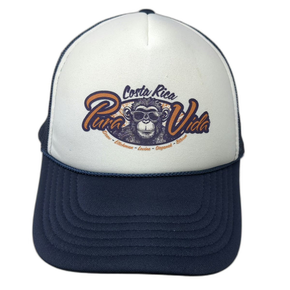 OTTO Trucker Hat Blue One Size Pura Vida Costa Rica Monkey Snapback Polyester