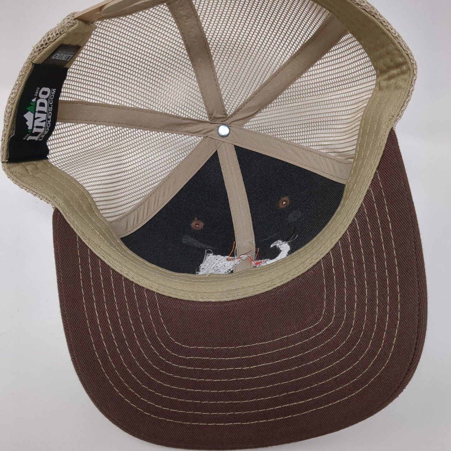 Lindo Lids Snapback Mesh Back Trucker Hat Brown One Size Embroidered