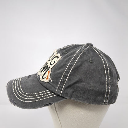 Dog Mom Strapback Hat Gray One Size Solid Distressed KB ETHOS Vintage