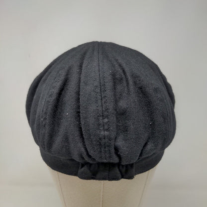 Trixie Women's Cadet Cap Black Polyester Wool Blend Flower Accent