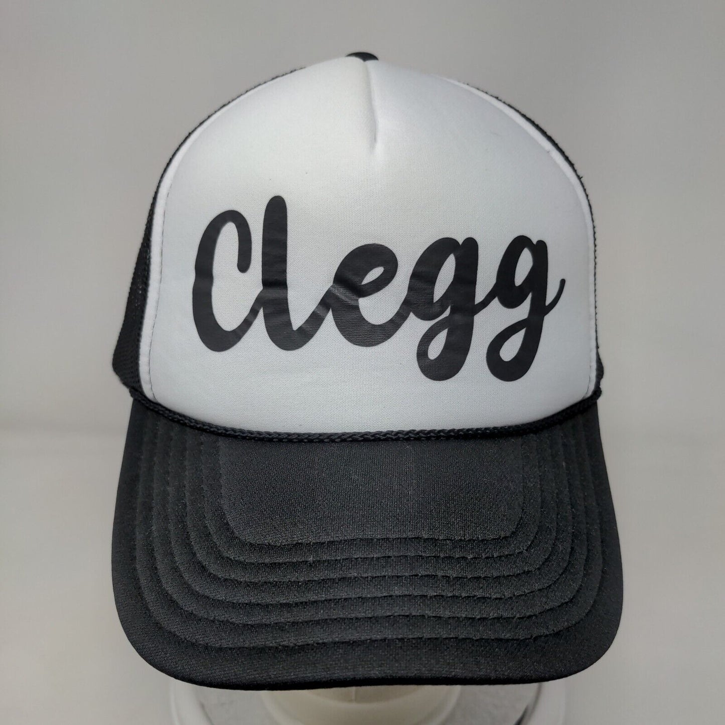 Clegg Snapback Trucker Hat Black OSFM Adjustable Mesh Back Rope Otto Polyester