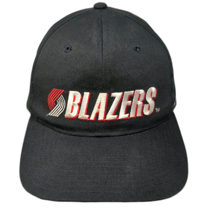 Portland Trail Blazers NBA Black One Size Snapback Hat Big Back Logo Green Brim