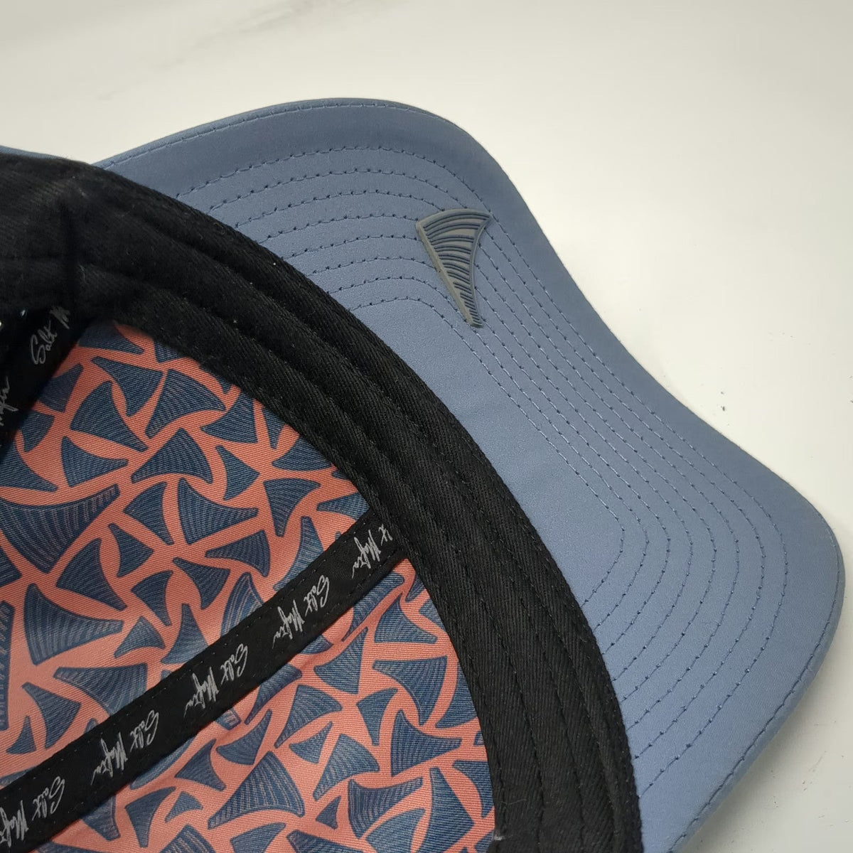 Salt Mafia Trucker Hat Blue XL Perforated Back Pattern Under Brim Shark Fin