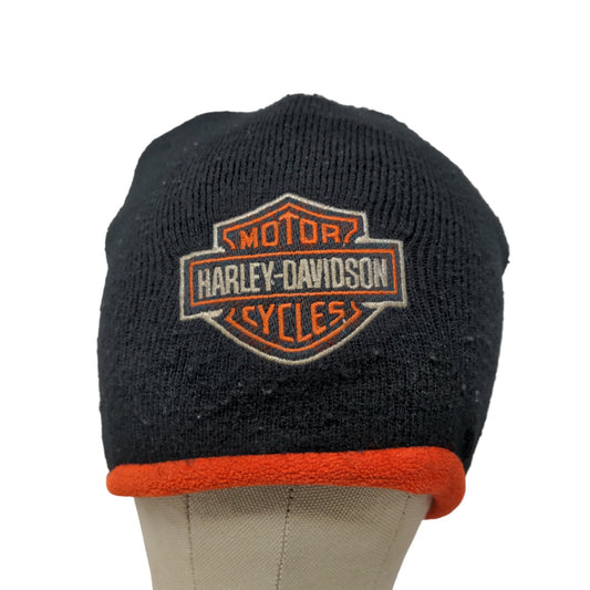 Harley Davidson Men's Knit Beanie Hat Black Size OSFA Embroidered Logo Acrylic