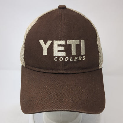 Yeti Coolers Snapback Trucker Hat Brown OS Adjustable Embroidered Mesh Back