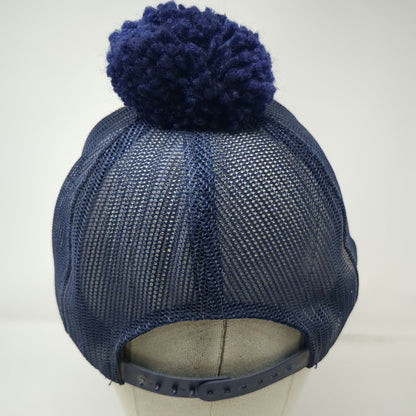 Blue White Trucker Hat Mesh Back Pom Pom Snapback Foam Front Cap Vintage
