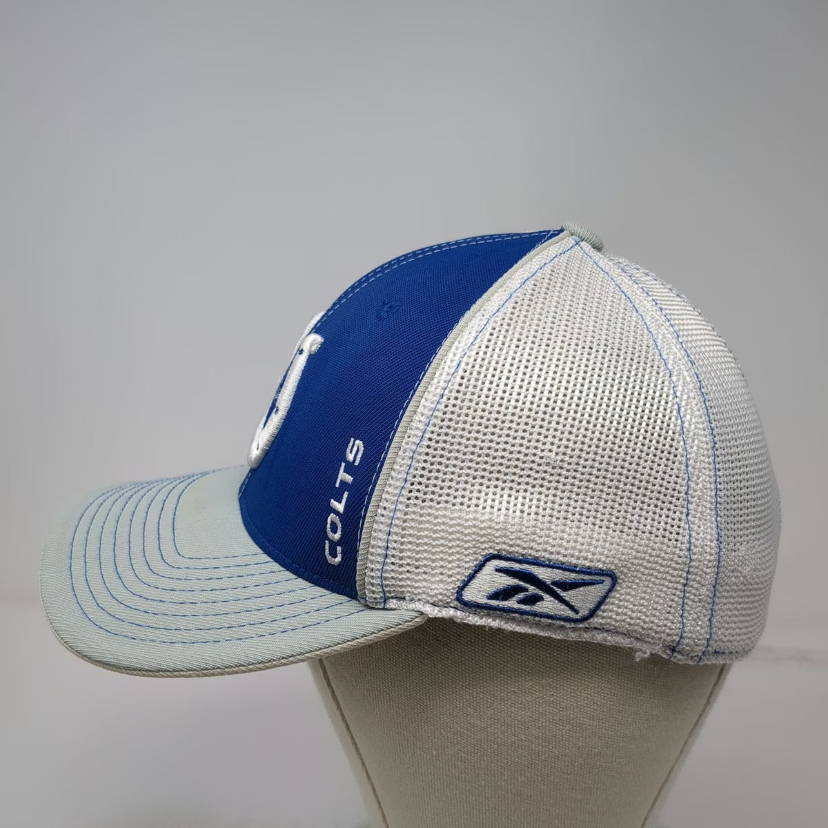 Reebok NFL Indianapolis Colts Cap Hat Blue White Gray One Size Mesh Sideline