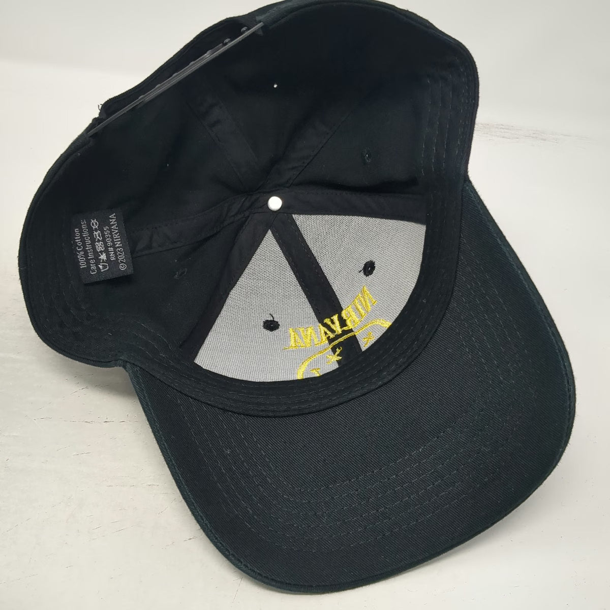 Nirvana Snapback Black One Size Embroidered Smiley Face Yellow Logo Music Hat