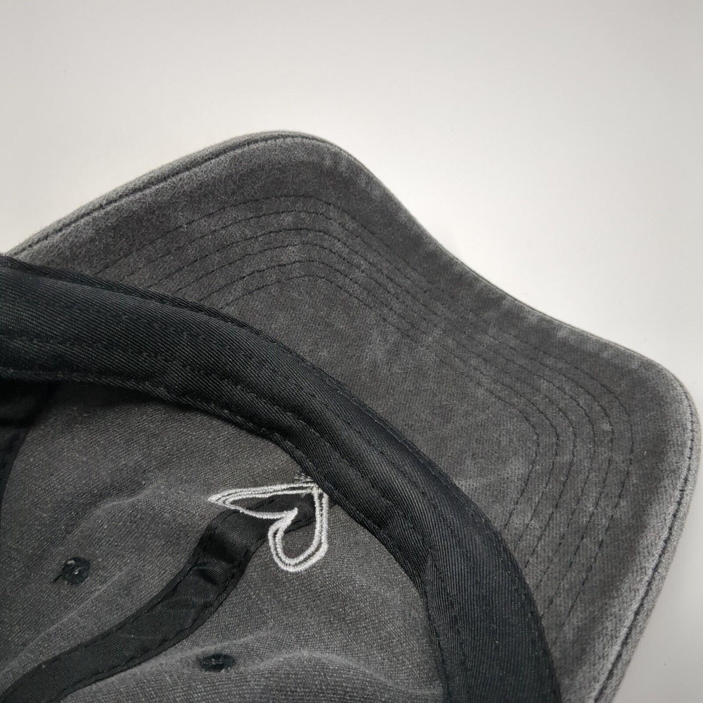 Heart Slideback Hat Gray One Size Adjustable Embroidered 6 Panel Solid