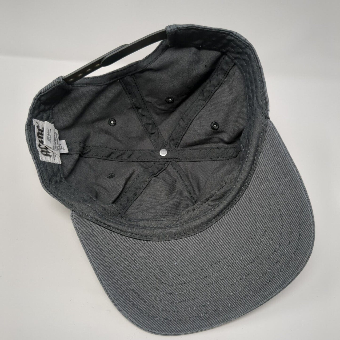 ACDC Snapback Hat Gray One Size Adjustable Vented Holes 6 Panel Cotton