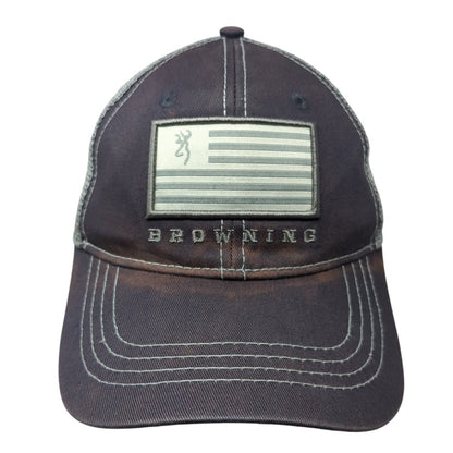 Browning Flag Mesh Back Trucker Hat Gray One Size Adjustable Outdoor
