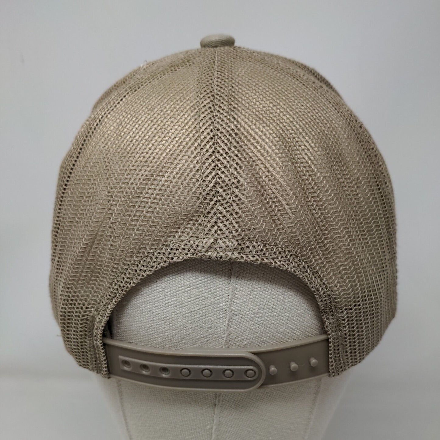 Bass Pro Shops Snapback Trucker Hat Tan OSFM Adjustable Mesh Back Gone Fishing