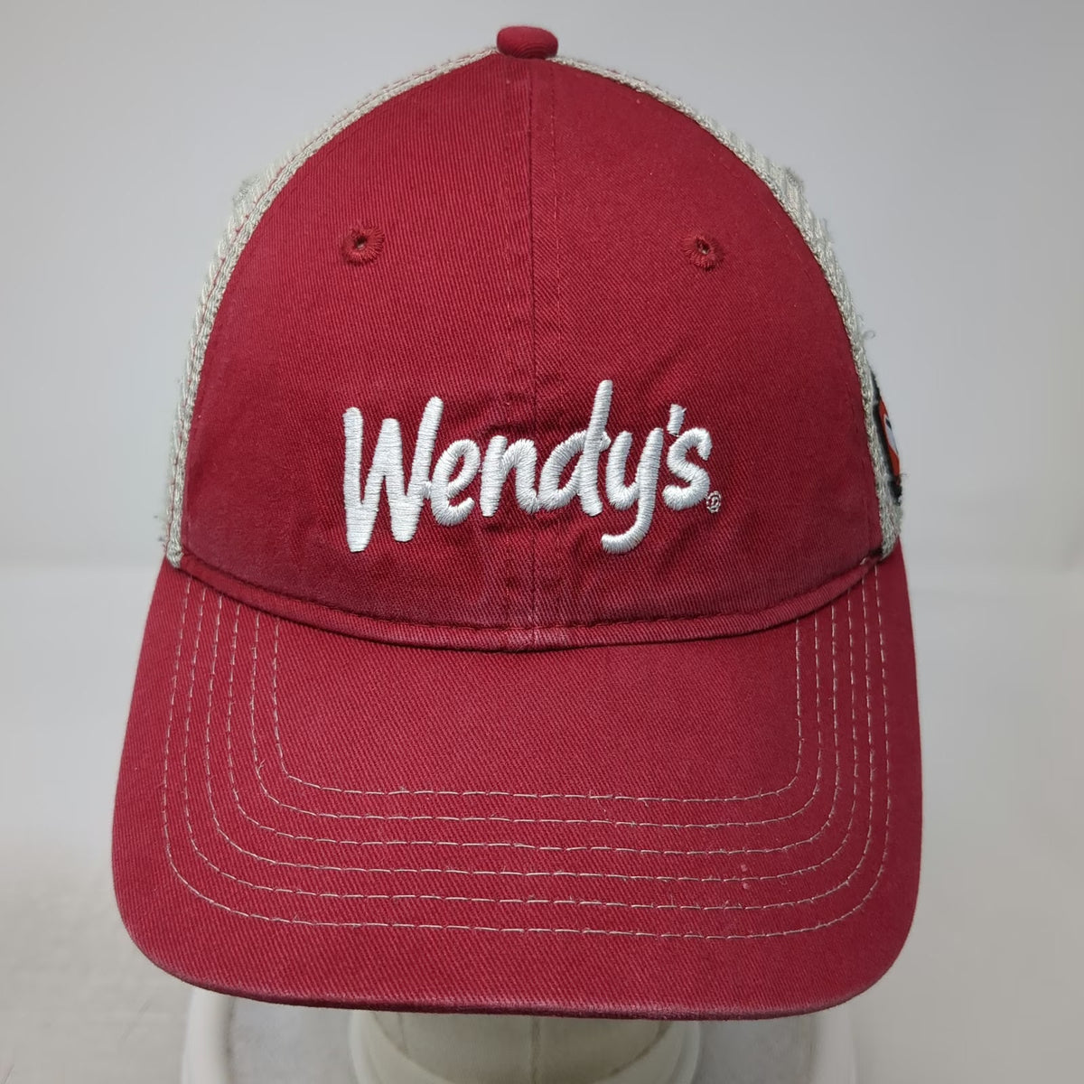 Wendy's Trucker Hat Red One Size Dave Thomas Foundation Patch Mesh Snapback