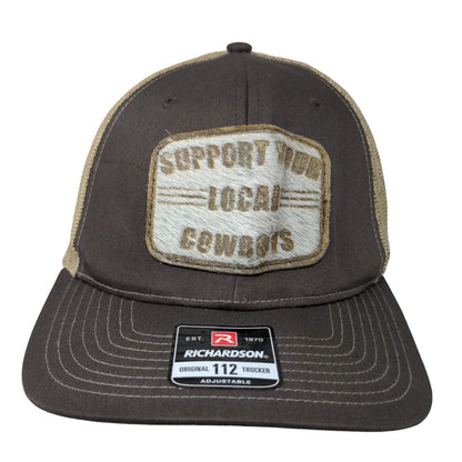 Support Your Local Cowboys Snapback Mesh Back Trucker Hat One Size Brown