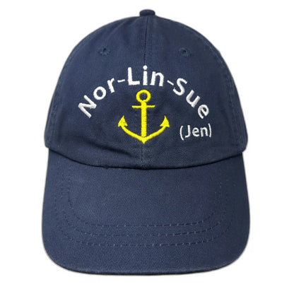 Adams Baseball Cap Blue One Size Nor-Lin-Sue Jen Anchor Leather Strapback Hat