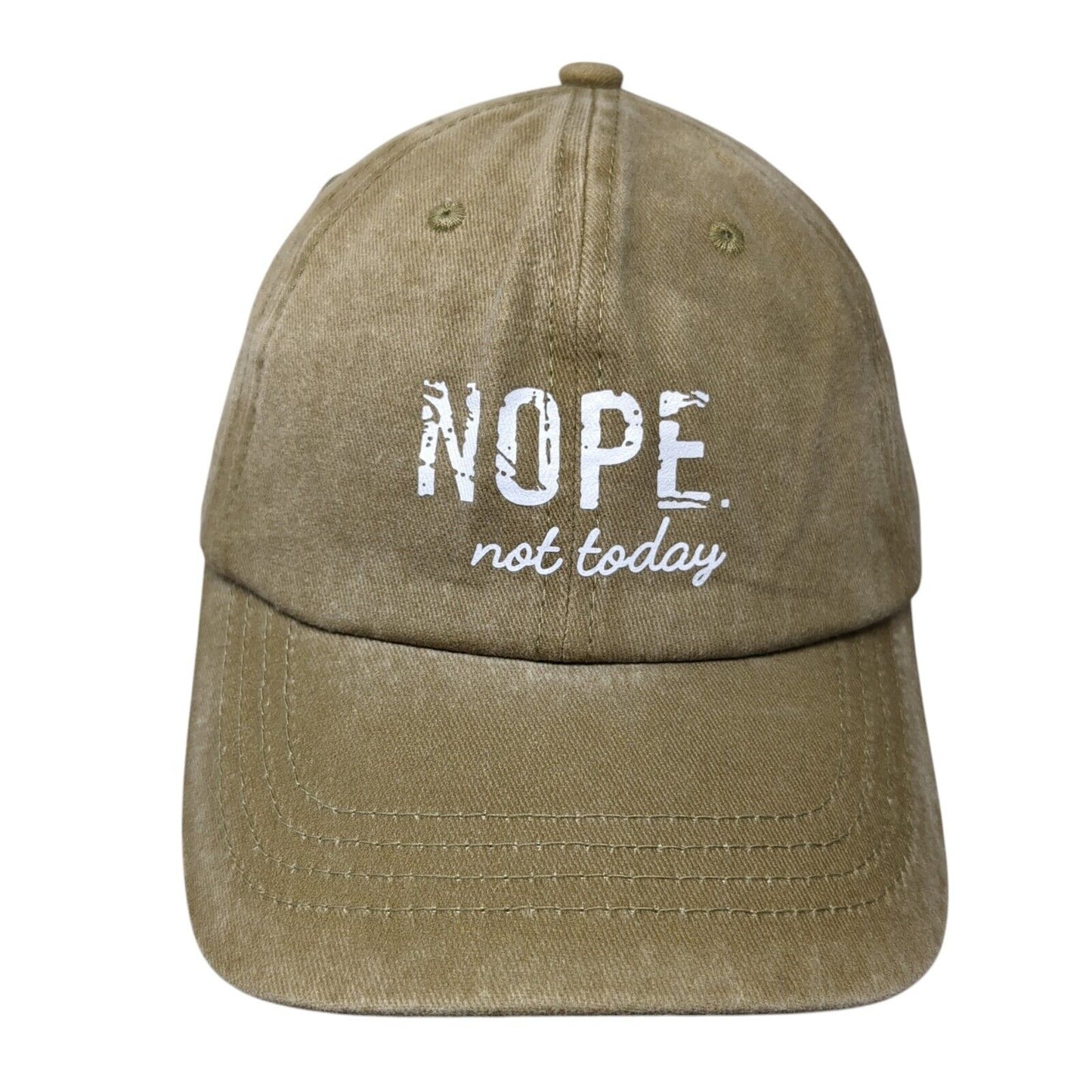 Nope Not Today Slideback Hat Tan One Size Adjustable Vented Holes 6 Panel Cotton