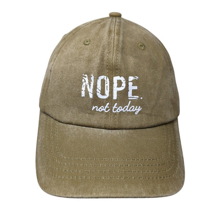 Nope Not Today Slideback Hat Tan One Size Adjustable Vented Holes 6 Panel Cotton
