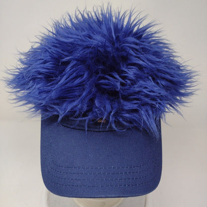 2009 Slideback Wig Cap Blue OSFA Adjustable Spiky Faux Hair Costume Hat