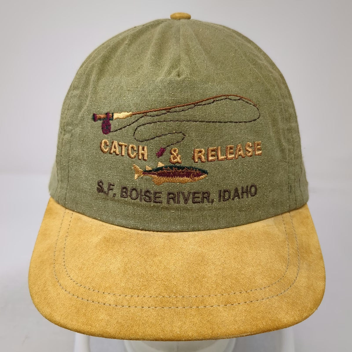 Impressions 5 Panel Green One Size Catch Release Boise River Idaho Fishing Hat