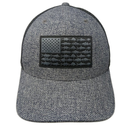 Columbia Trucker Hat Gray One Size Fish American Flag PFG Mesh Snapback Fishing