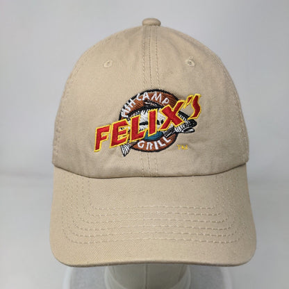 Felix's Fish Camp Grill Strapback Hat Tan OSFM Adjustable Embroidered Otto