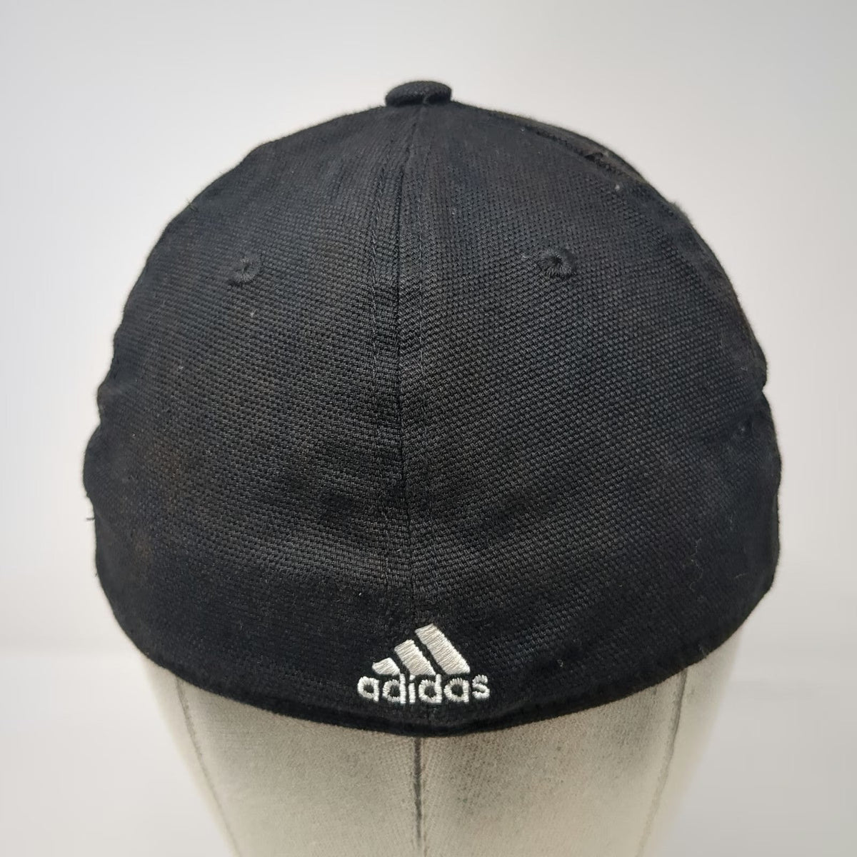 Adidas Baseball Cap Black M Embroidered Logo Stretch Fit A-Flex 6 Panel Hat