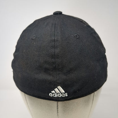 Adidas Baseball Cap Black M Embroidered Logo Stretch Fit A-Flex 6 Panel Hat