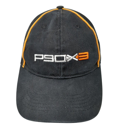 P90X3 Strapback Hat Black One Size Adjustable Embroidered 6 Panel Cotton