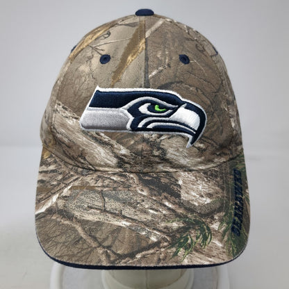 NFL Team Apparel Seattle Seahawks Cap Brown Camo One Size Strapback Curved Hat