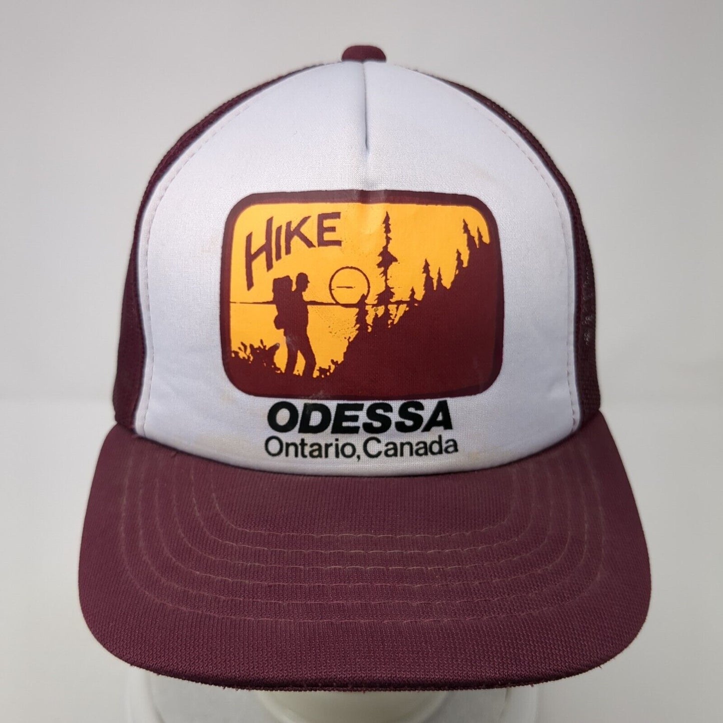 Hike Odessa Ontario Canada Snapback Trucker Hat Red OS Adjustable Mesh Back YR