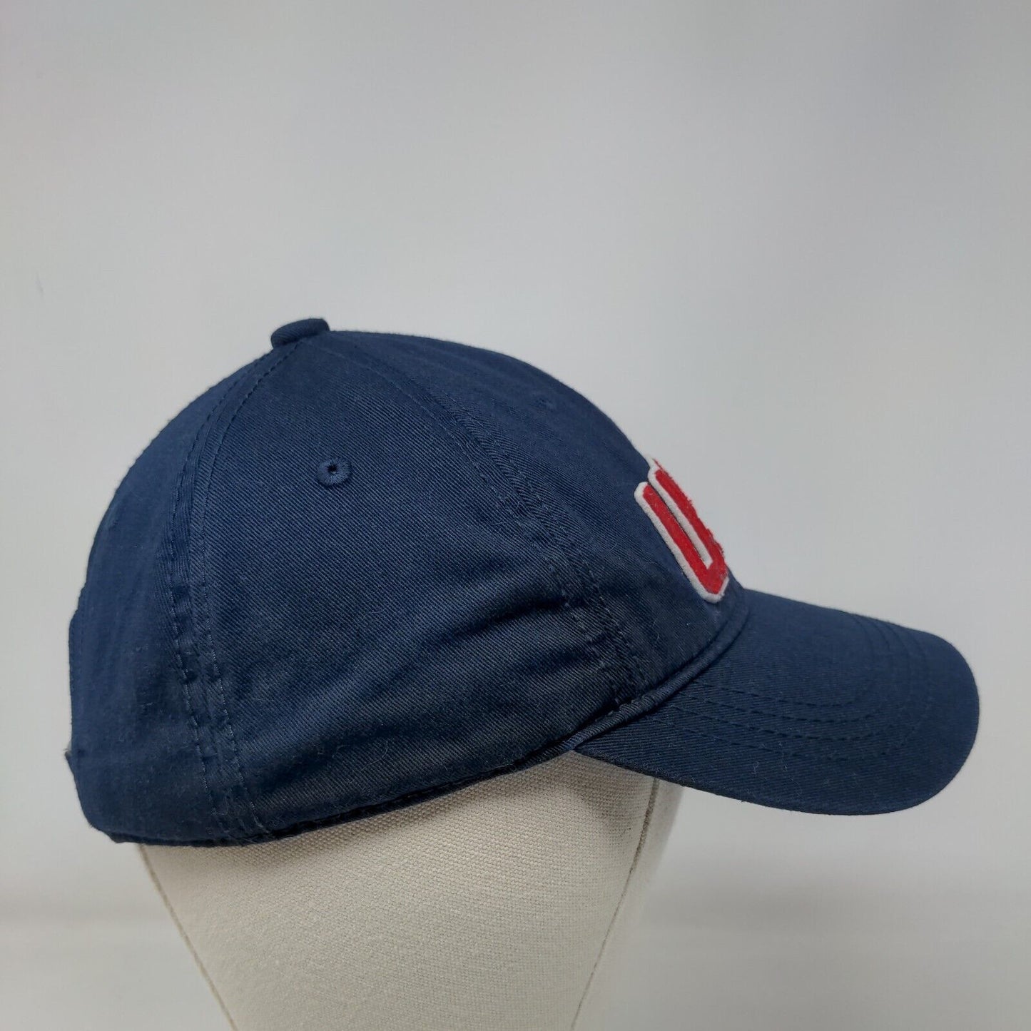 USA Slideback Hat Blue One Size Adjustable Embroidered Vented Holes 6 Panel