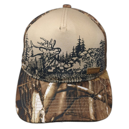 Black Eagle 5 Panel Beige Brown Camo One Size Elk Graphic Hunting Hat Patch