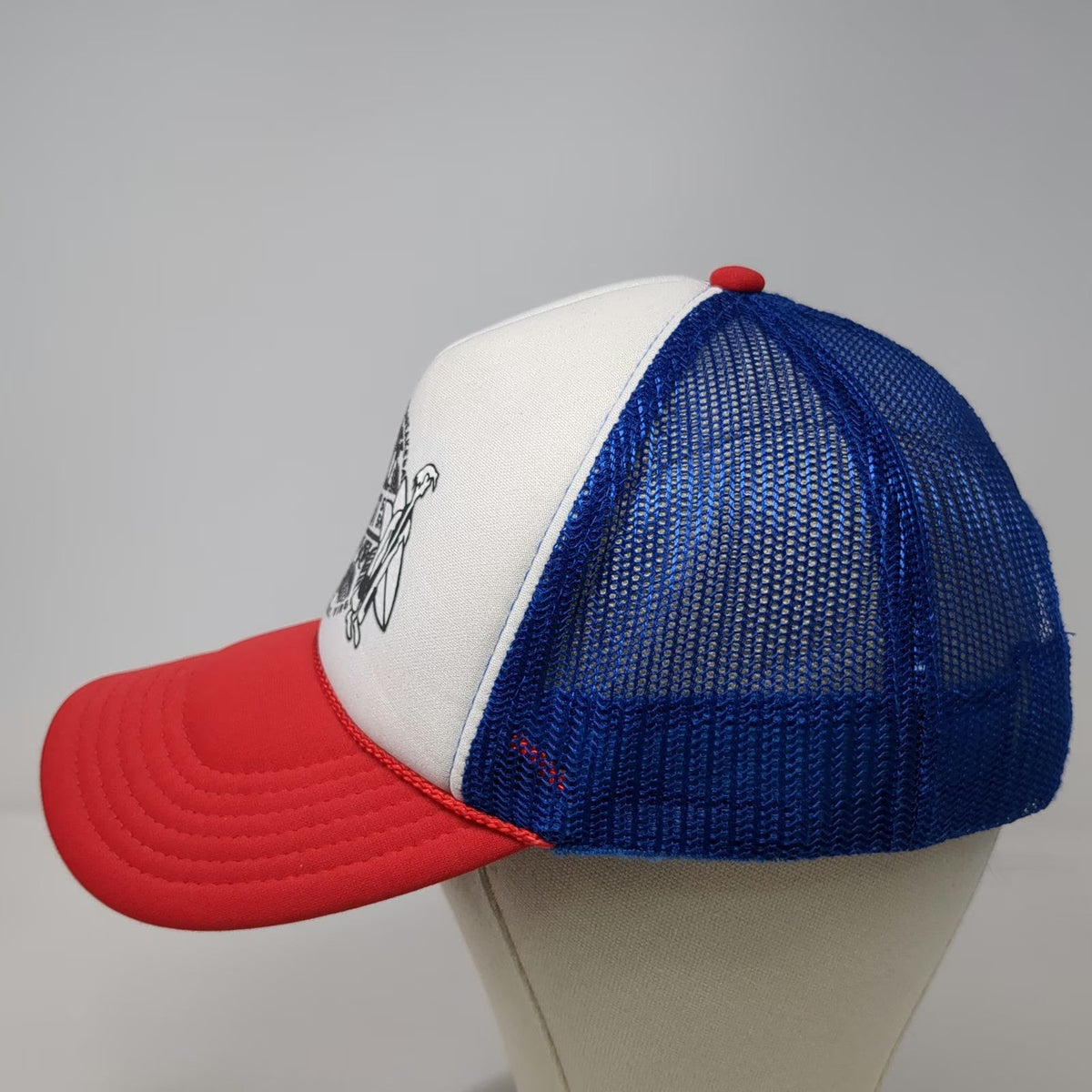 Otto Trucker Hat White Blue Red One Size K-Coast Surf Shop Cape Charles VA Rope