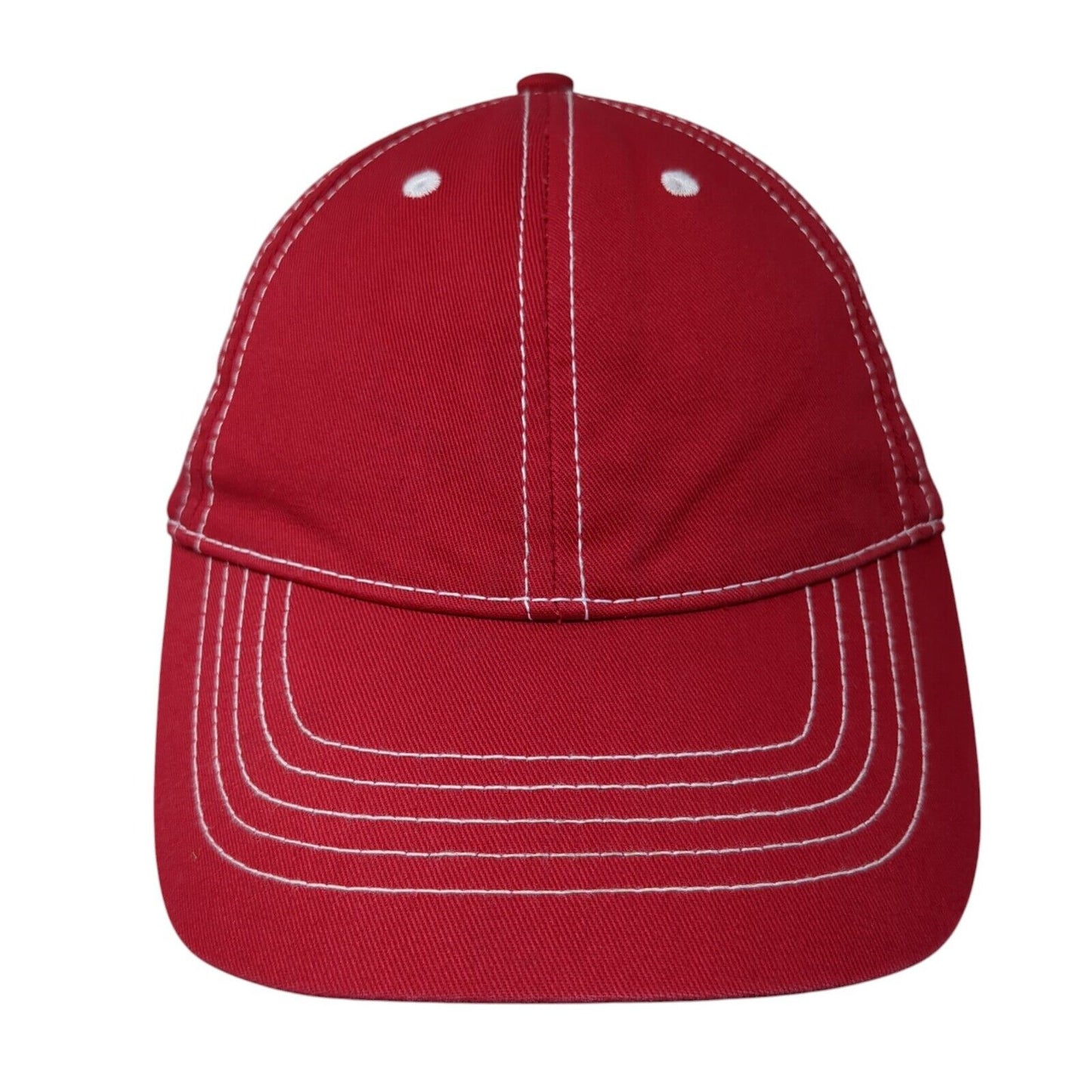 Unbranded Strapback Hat Red One Size Adjustable Vented Holes 6 Panel Blank