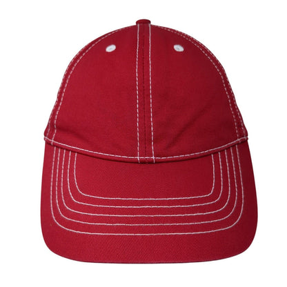 Unbranded Strapback Hat Red One Size Adjustable Vented Holes 6 Panel Blank