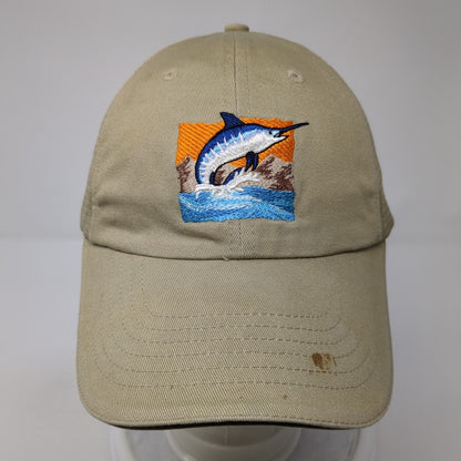 Marlin Fish Slideback Trucker Hat Tan One Size Mesh Back Cabo San Lucas