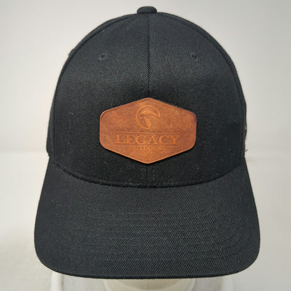 Branded Bills Fitted Hat Black XL Legacy Outdoors Leather Patch Flexfit Curved