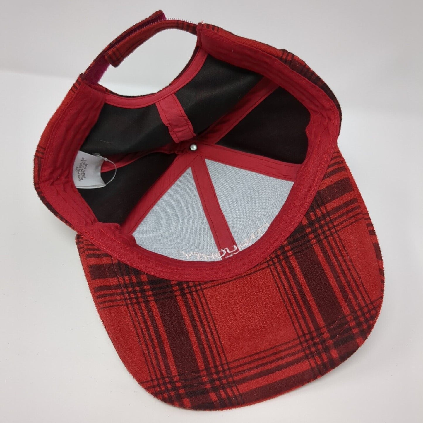 Naughty Nice I Tried Strapback Hat Red OS Adjustable Plaid 6 Panel Polyester