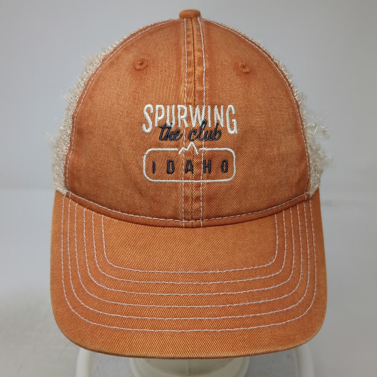 Ahead Trucker Hat Orange Beige One Size Spurwing Idaho Embroidered Snapback