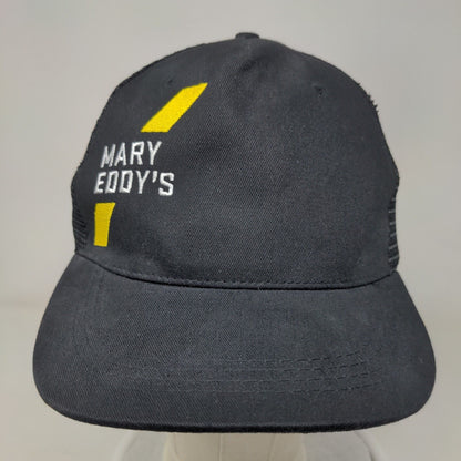 Mary Eddy's Snapback Mesh Back Trucker Hat Black One Size Embroidered