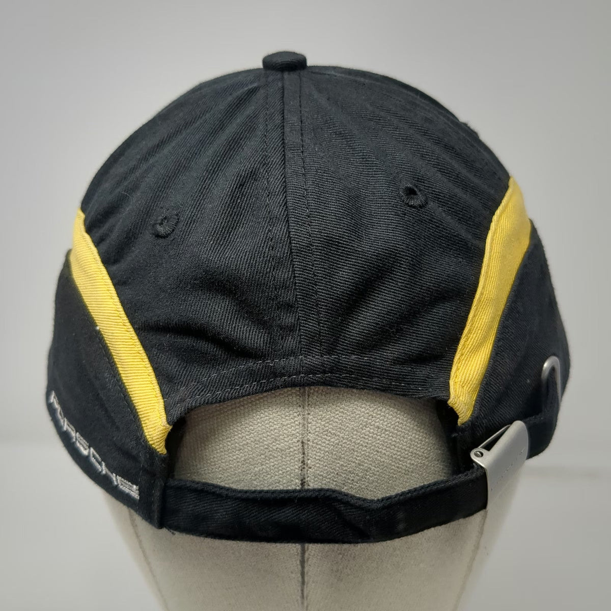 Porsche RS Spyder Baseball Cap Black One Size Slideback Logo Hat Yellow Red Trim