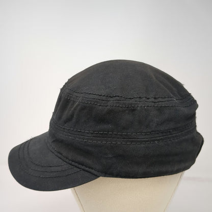 Army Cap Black One Size Side Pocket Cotton Adjustable Solid Cadet Military Hat