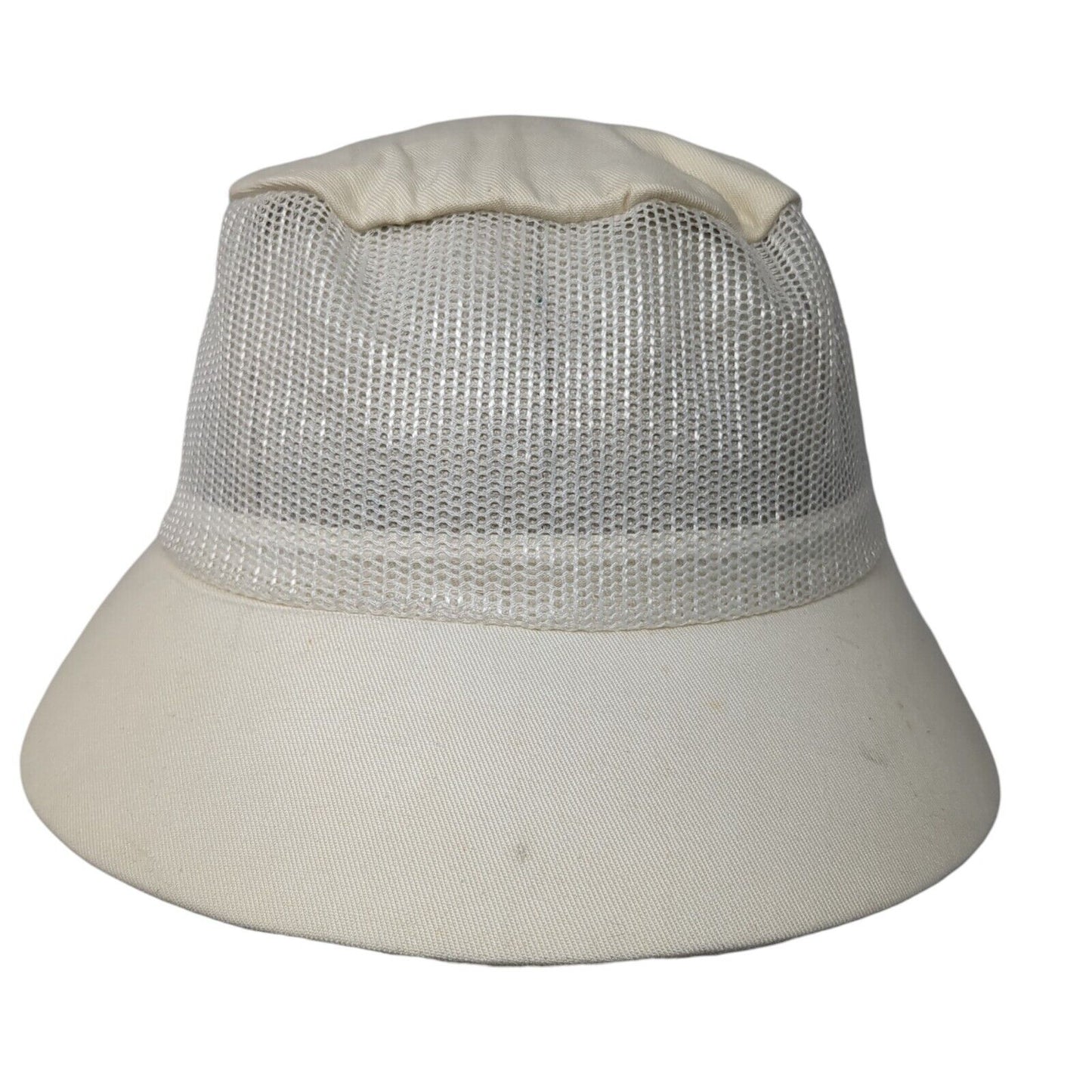 Unbranded Strapback Hat Cream One Size Adjustable Mesh Trim Wide Brim