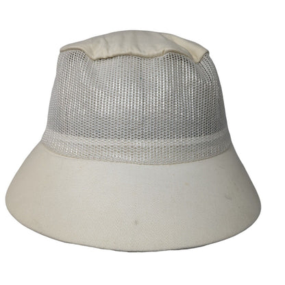 Unbranded Strapback Hat Cream One Size Adjustable Mesh Trim Wide Brim