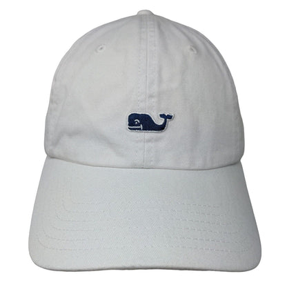 Vineyard Vines Whale Logo Slideback Hat White One Size Leather Strap