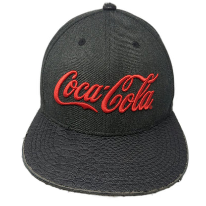 Coca-Cola Snapback Black One Size Textured Visor Red Logo Hat 3D Embroidery