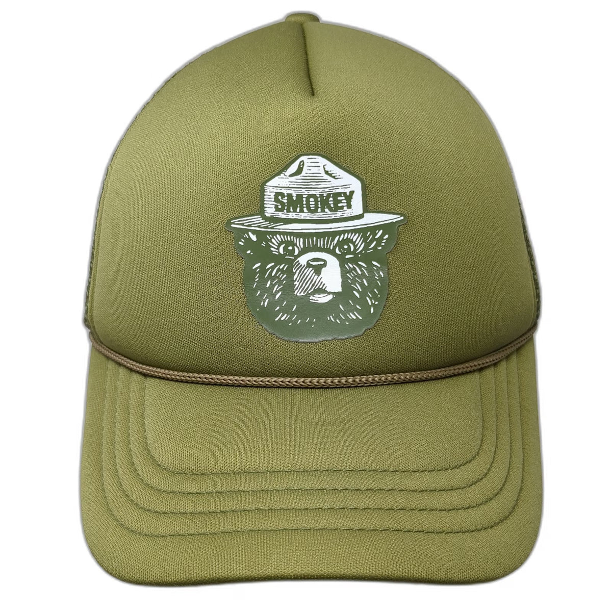 Habitat Trucker Hat Green One Size Smokey Bear Rope Mesh Back Snapback hat