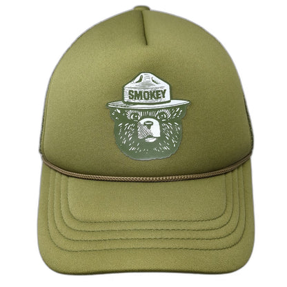 Habitat Trucker Hat Green One Size Smokey Bear Rope Mesh Back Snapback hat